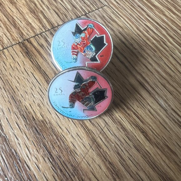 Paralympics Cuff Links Canada Quarters Coins Sledge Hockey Winter 925 Silver - Picture 6 of 10